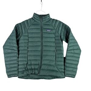 Patagonia Down Sweater Jacket Womens Medium Green Full Zip Puffer 9628